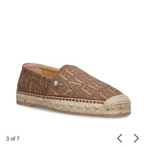 Versace Logo Print Canvas Espadrilles Beige Brown Eu 38.5 US 8 (run 1/2 Small)